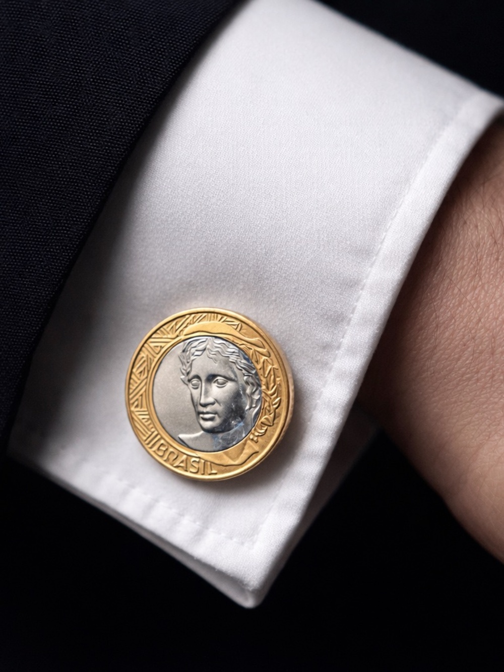Swank Converted Brazilian 1 Real Coin Cufflinks  World Cup 2026 1-1 vs Morocco